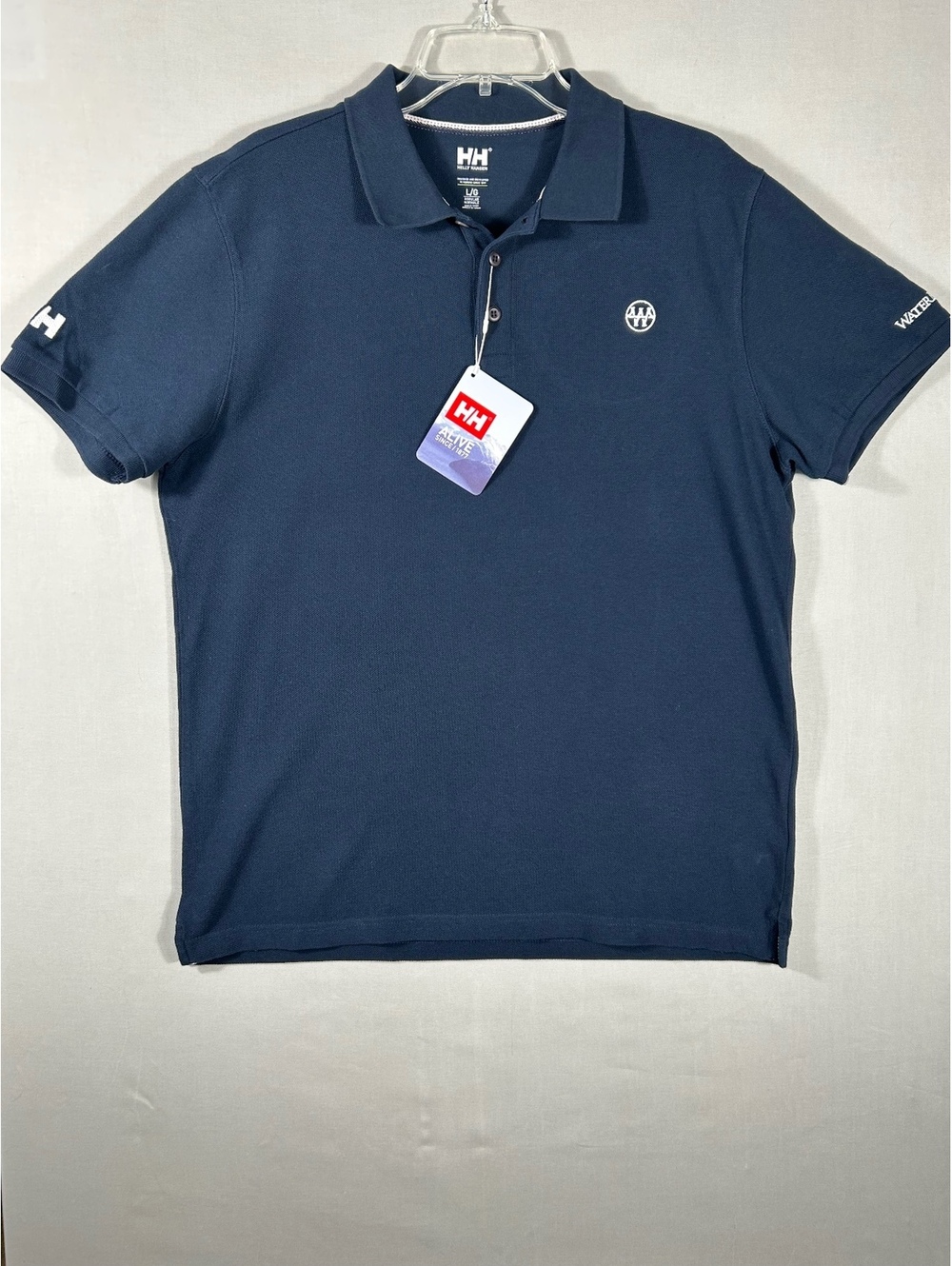 Helly Hansen Polo Shirt Men’s Large Navy Short Sleeve NWT Water Bridge Logo